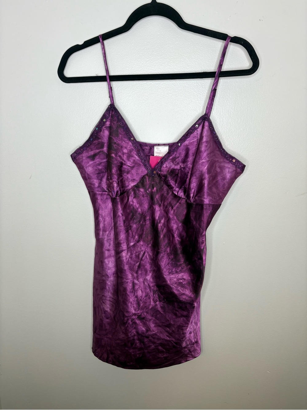Xhilaration Purple Sequin-Trim Satin Cami
